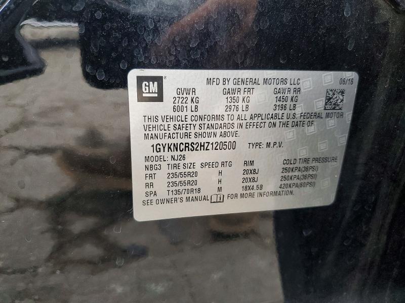 62250556 :رقم المزاد ، 1GYKNCRS2HZ120500 vin ، 2017 Cadillac Xt5 مزاد بيع