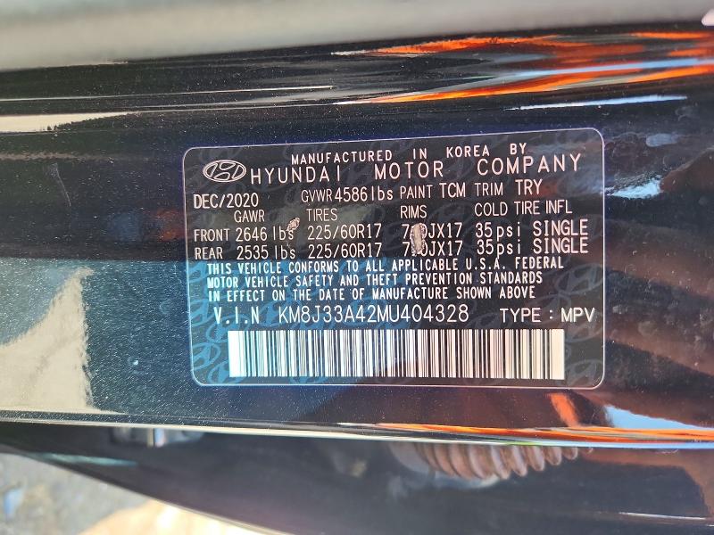 Продажа на аукционе авто 2021 Hyundai Tucson, vin: KM8J33A42MU404328, номер лота: 59140336