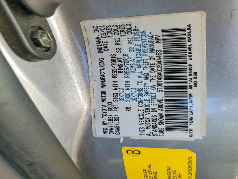60606306 :رقم المزاد ، 5TDBT48A01S044468 vin ، 2001 Toyota Sequoia مزاد بيع