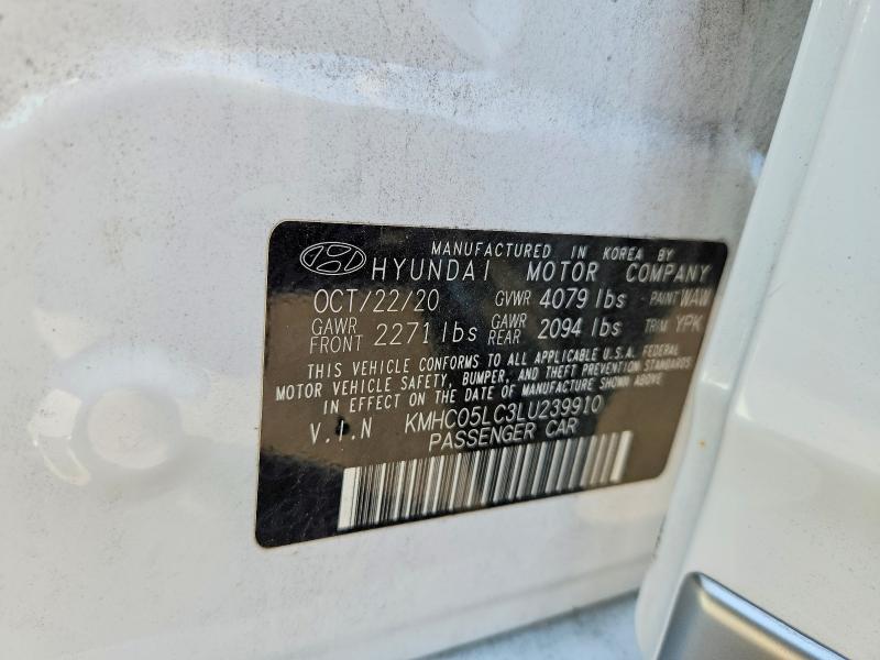 Продаж на аукціоні авто 2020 Hyundai Ioniq, vin: KMHC05LC3LU239910, номер лоту: 63255246