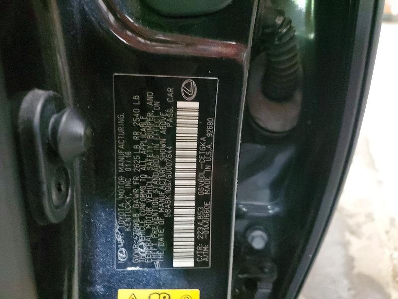 Продажа на аукционе авто 2016 Lexus Es, vin: 58ABK1GG7GU007644, номер лота: 60269576