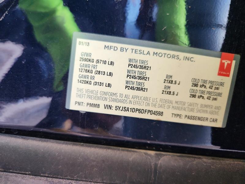 2013 Tesla Model S მანქანა იყიდება აუქციონზე, vin: 5YJSA1DP6DFP04598, აუქციონის ნომერი: 60368616