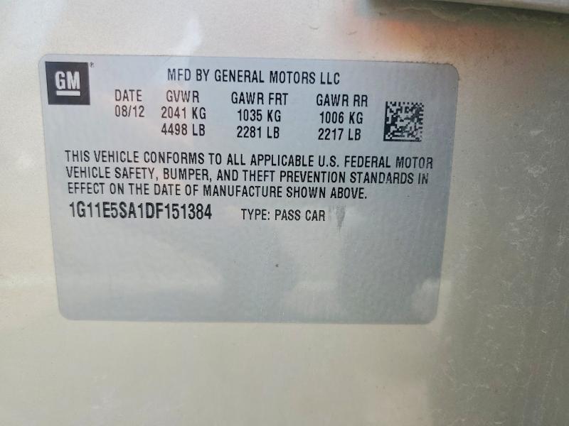 2013 Chevrolet Malibu მანქანა იყიდება აუქციონზე, vin: 1G11E5SA1DF151384, აუქციონის ნომერი: 61832446
