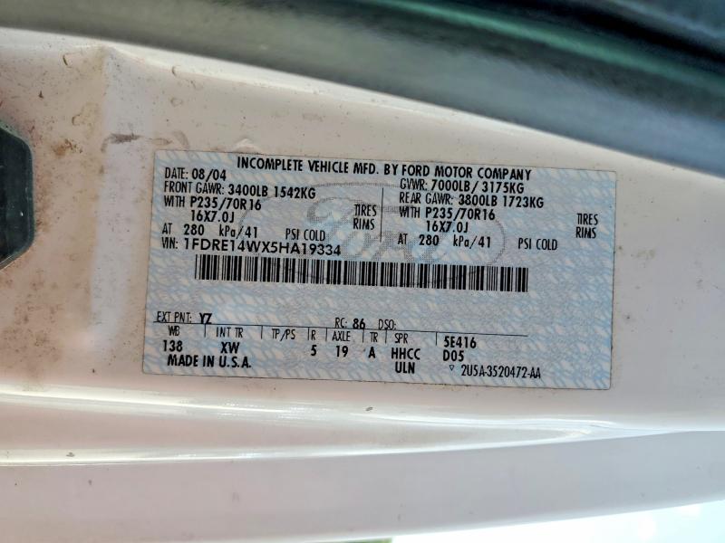 Auction sale of the 2005 Ford Econoline, vin: 1FDRE14WX5HA19334, lot number: 61052386
