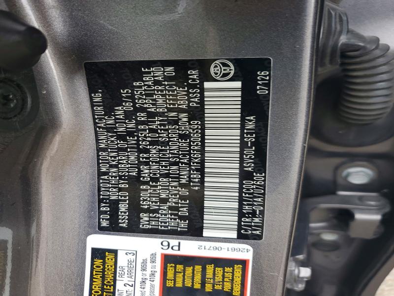 Продаж на аукціоні авто 2015 Toyota Camry, vin: 4T4BF1FK6FR506599, номер лоту: 61839676