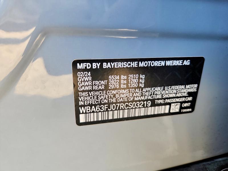 Продаж на аукціоні авто 2024 Bmw 540, vin: WBA63FJ07RCS03219, номер лоту: 58803496