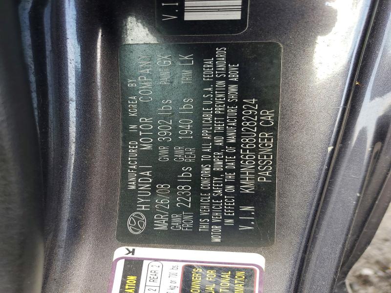 61751916 :رقم المزاد ، KMHHN66F68U282924 vin ، 2008 Hyundai Tiburon مزاد بيع
