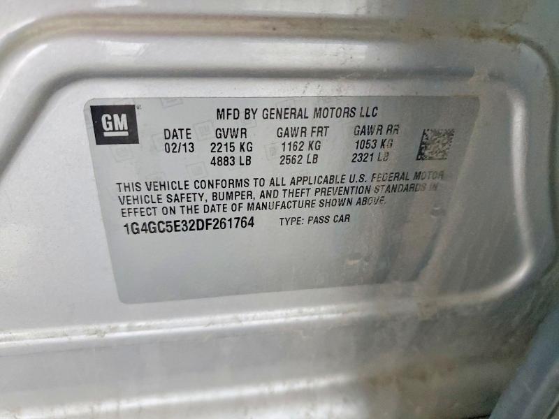 2013 Buick Lacrosse მანქანა იყიდება აუქციონზე, vin: 1G4GC5E32DF261764, აუქციონის ნომერი: 61563356