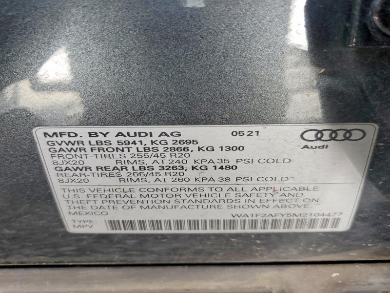 Aukcja sprzedaży 2021 Audi Q5 E, vin: WA1F2AFY5M2104477, numer aukcji: 60395596