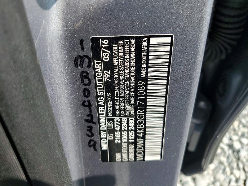 2016 Mercedes-benz C მანქანა იყიდება აუქციონზე, vin: WDDWF4KB3GR171089, აუქციონის ნომერი: 60183146