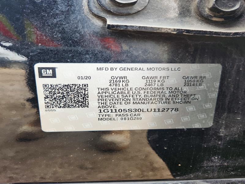 2020 Chevrolet Impala მანქანა იყიდება აუქციონზე, vin: 1G1105S30LU112778, აუქციონის ნომერი: 61348056