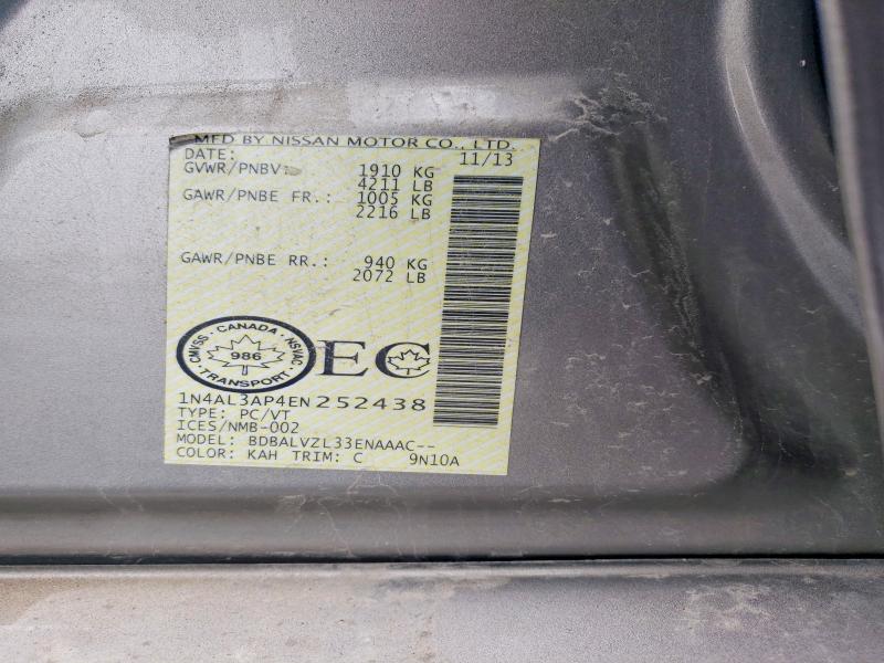 Продаж на аукціоні авто 2014 Nissan Altima, vin: 1N4AL3AP4EN252438, номер лоту: 63336286