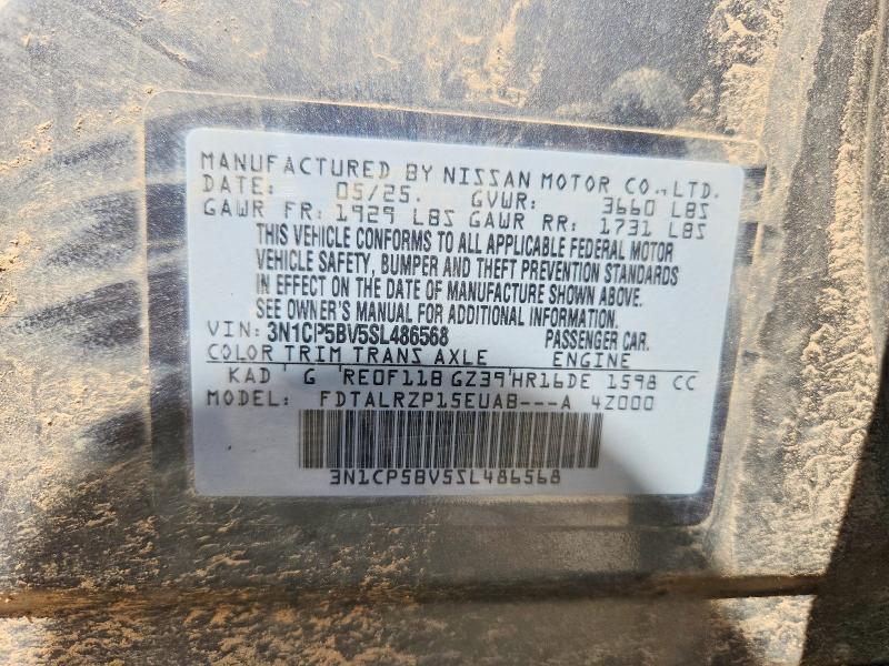 62218856 :رقم المزاد ، 3N1CP5BV5SL486568 vin ، 2025 Nissan Kicks Play مزاد بيع