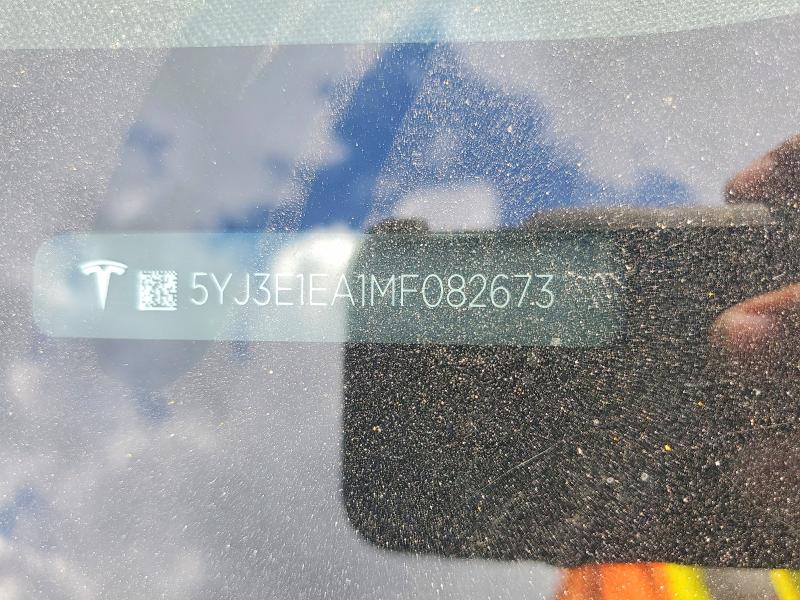 2021 Tesla Model 3 მანქანა იყიდება აუქციონზე, vin: 5YJ3E1EA1MF082673, აუქციონის ნომერი: 61872066