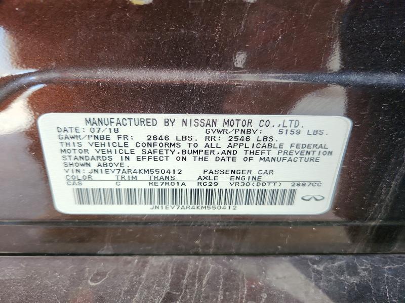 Продажа на аукционе авто 2019 Infiniti Q50, vin: JN1EV7AR4KM550412, номер лота: 61584186