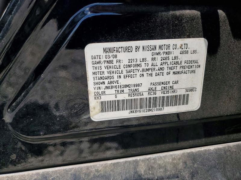 Aukcja sprzedaży 2008 Infiniti G35, vin: JNKBV61E28M219987, numer aukcji: 60782516