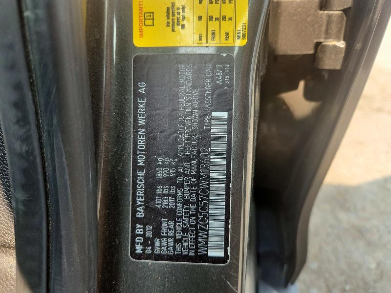2012 Mini Cooper მანქანა იყიდება აუქციონზე, vin: WMWZC5C57CWM13602, აუქციონის ნომერი: 60568536