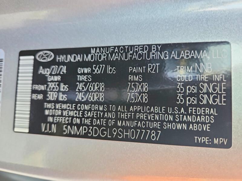 59536506 :رقم المزاد ، 5NMP3DGL9SH077787 vin ، 2025 Hyundai Santa Fe مزاد بيع
