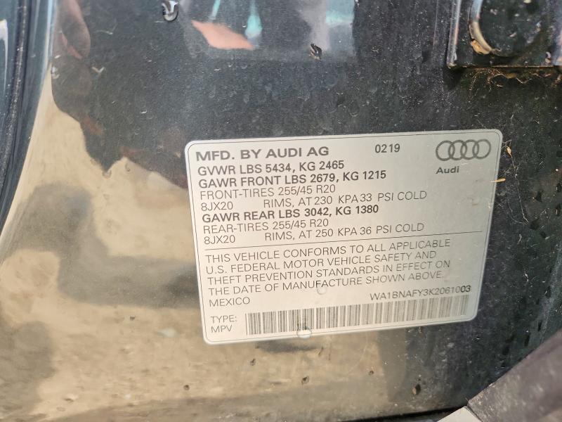 Aukcja sprzedaży 2019 Audi Q5, vin: WA1BNAFY3K2061003, numer aukcji: 63015736