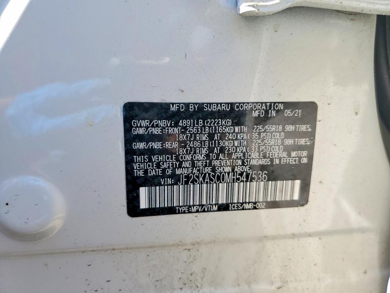 59869756 :رقم المزاد ، JF2SKASC0MH547536 vin ، 2021 Subaru Forester مزاد بيع