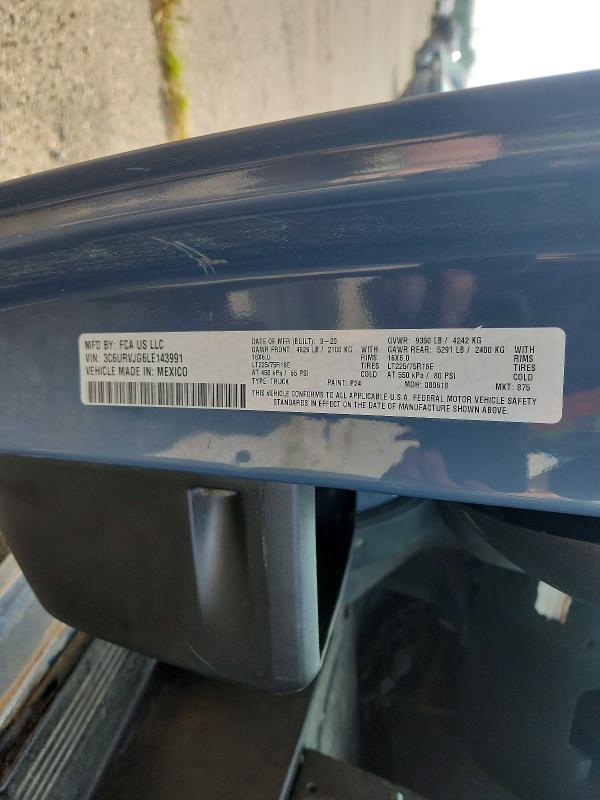 Aukcja sprzedaży 2020 Ram Promaster 3500, vin: 3C6URVJG6LE143991, numer aukcji: 58086246
