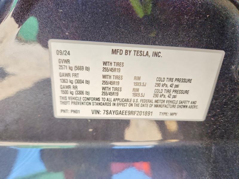 59616336 :رقم المزاد ، 7SAYGAEE9RF201891 vin ، 2024 Tesla Model Y مزاد بيع