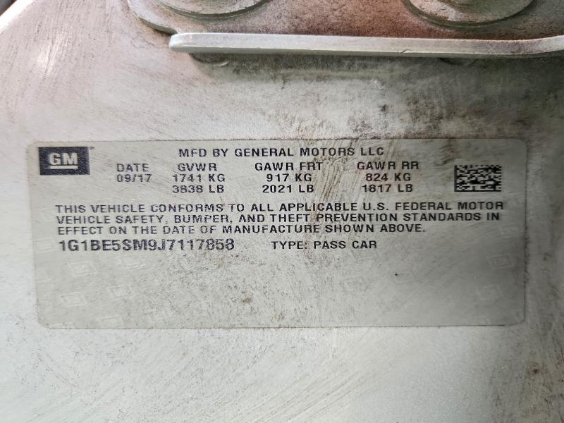 Aukcja sprzedaży 2018 Chevrolet Cruze, vin: 1G1BE5SM9J7117858, numer aukcji: 60011926