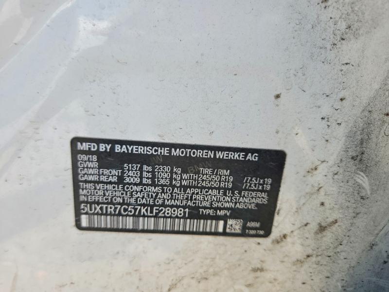 Продаж на аукціоні авто 2019 Bmw X3, vin: 5UXTR7C57KLF28981, номер лоту: 58386696