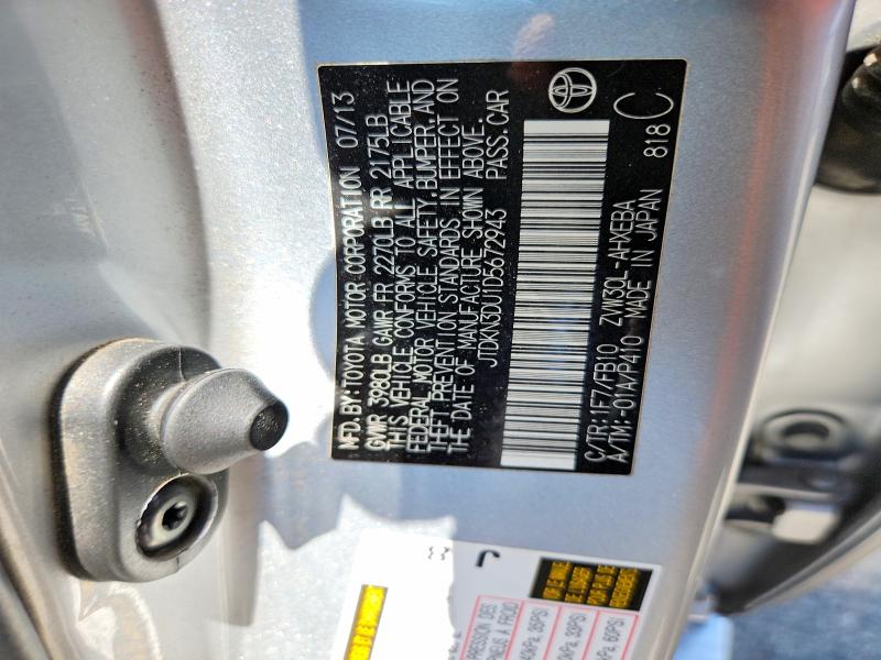 Aukcja sprzedaży 2013 Toyota Prius, vin: JTDKN3DU1D5672943, numer aukcji: 61732476