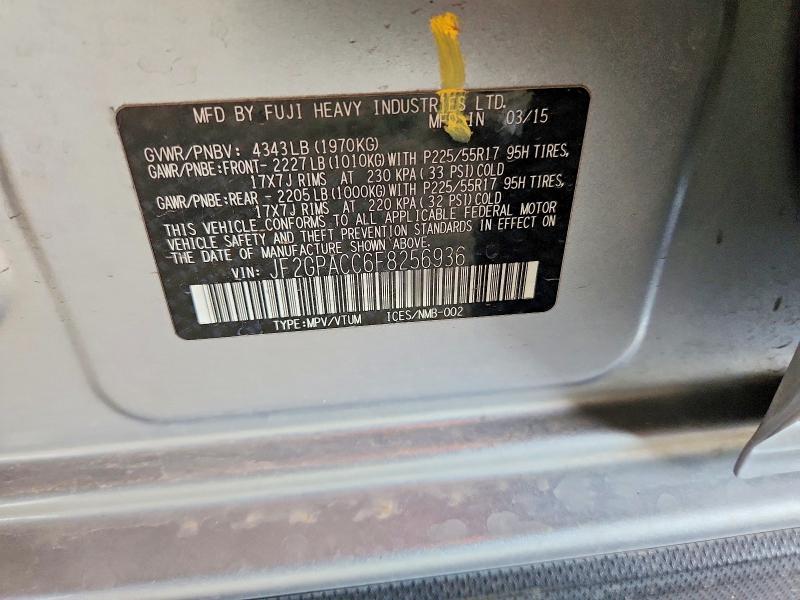 Aukcja sprzedaży 2015 Subaru Xv Crosstrek, vin: JF2GPACC6F8256936, numer aukcji: 63000256