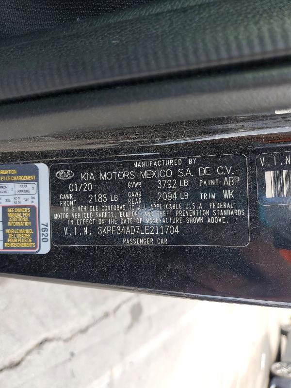 Aukcja sprzedaży 2020 Kia Forte, vin: 3KPF34AD7LE211704, numer aukcji: 61948326