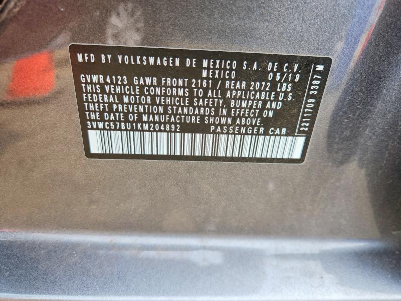 62766526 :رقم المزاد ، 3VWC57BU1KM204892 vin ، 2019 Volkswagen Jetta مزاد بيع