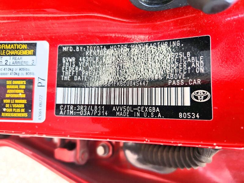 2012 Toyota Camry Hybrid მანქანა იყიდება აუქციონზე, vin: 4T1BD1FK6CU045447, აუქციონის ნომერი: 61841876