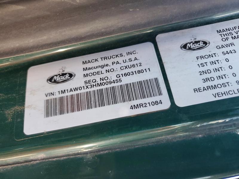 Продаж на аукціоні авто 2017 Mack Semi, vin: 1M1AW01X3HM009455, номер лоту: 59224106