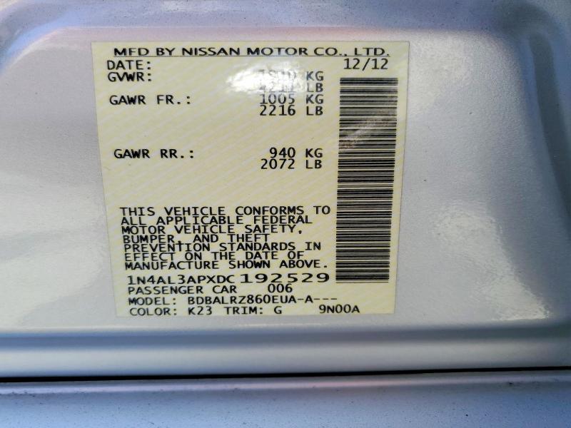 Продажа на аукционе авто 2013 Nissan Altima, vin: 1N4AL3APXDC192529, номер лота: 62703946