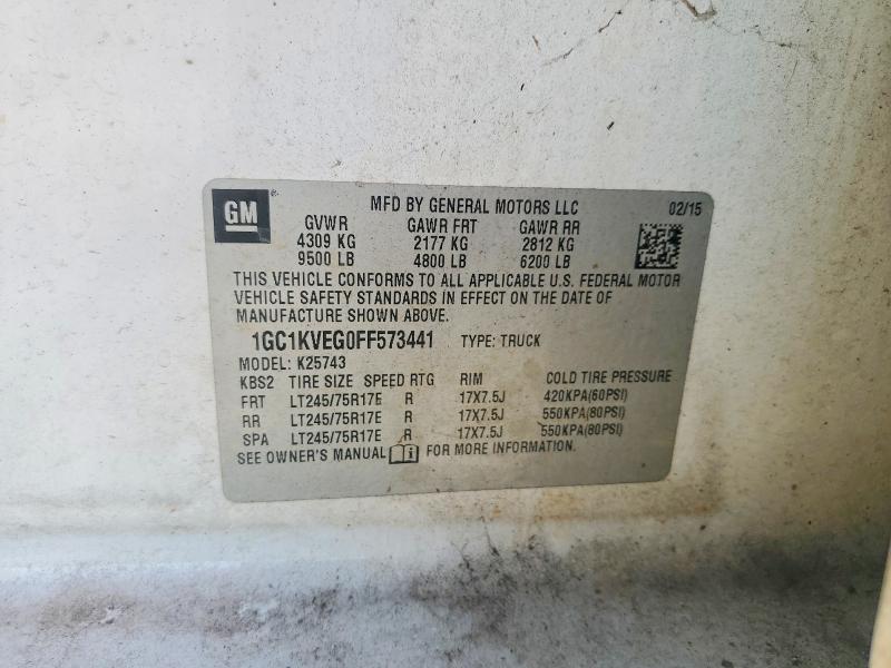 2015 Chevrolet Silverado მანქანა იყიდება აუქციონზე, vin: 1GC1KVEG0FF573441, აუქციონის ნომერი: 58635726