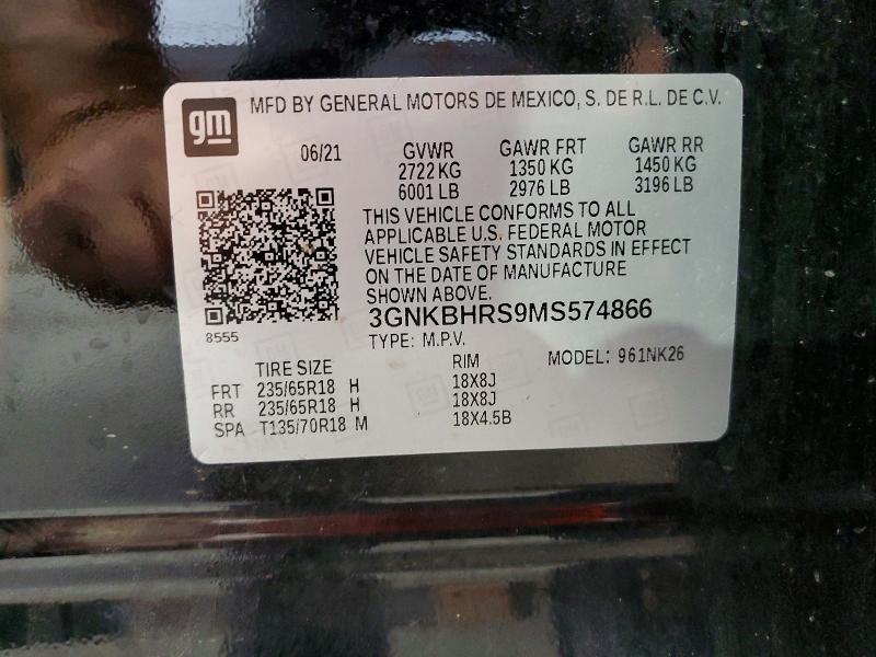 Aukcja sprzedaży 2021 Chevrolet Blazer, vin: 3GNKBHRS9MS574866, numer aukcji: 61212486