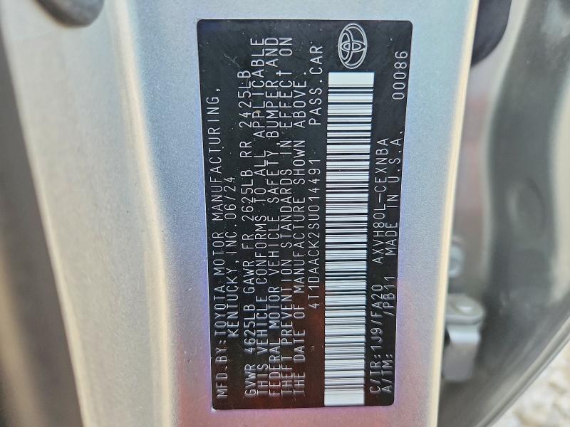 2025 Toyota Camry მანქანა იყიდება აუქციონზე, vin: 4T1DAACK2SU014491, აუქციონის ნომერი: 60577486