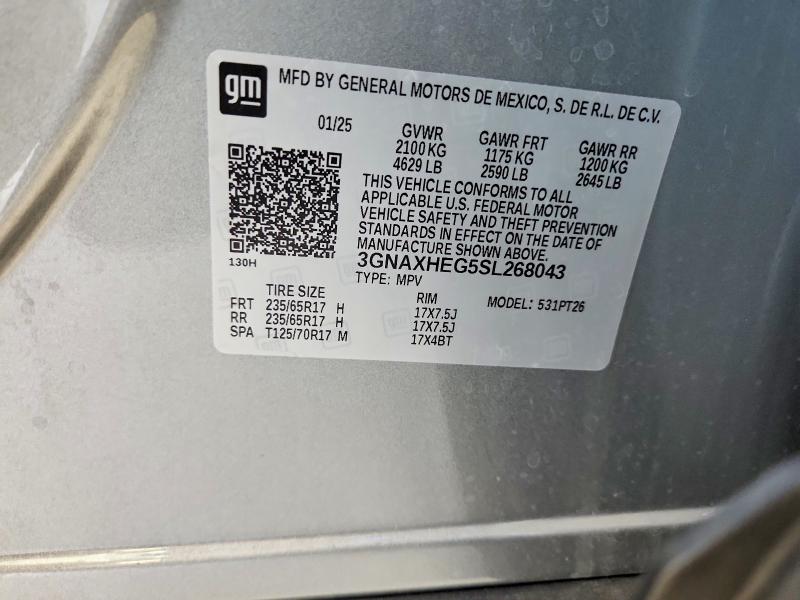 60607996 :رقم المزاد ، 3GNAXHEG5SL268043 vin ، 2025 Chevrolet Equinox مزاد بيع