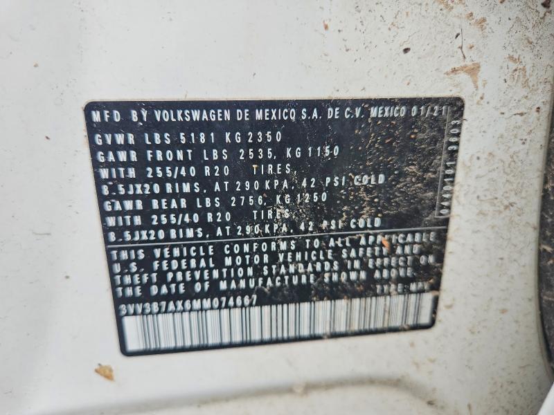62304526 :رقم المزاد ، 3VV3B7AX6MM074667 vin ، 2021 Volkswagen Tiguan مزاد بيع