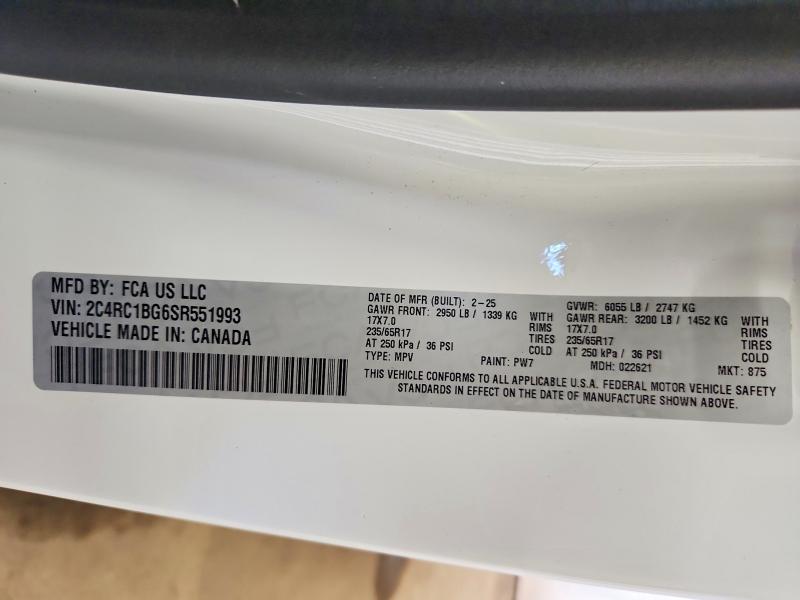 Продаж на аукціоні авто 2025 Chrysler Pacifica, vin: 2C4RC1BG6SR551993, номер лоту: 59850526