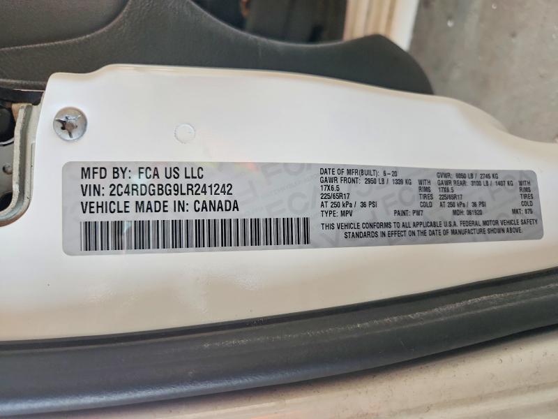 Aukcja sprzedaży 2020 Dodge Grand Caravan, vin: 2C4RDGBG9LR241242, numer aukcji: 59321626