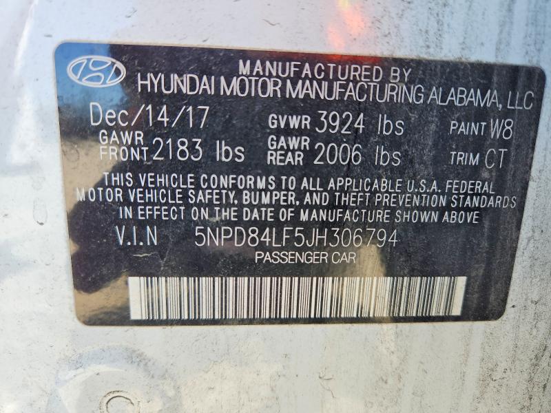 57423376 :رقم المزاد ، 5NPD84LF5JH306794 vin ، 2018 Hyundai Elantra مزاد بيع