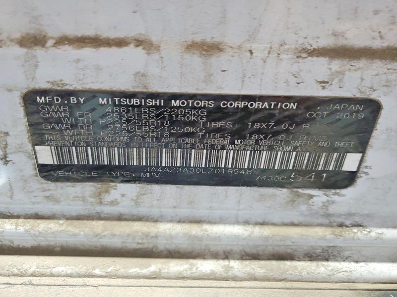 63679686 :رقم المزاد ، JA4AZ3A30LZ019548 vin ، 2020 Mitsubishi Outlander مزاد بيع