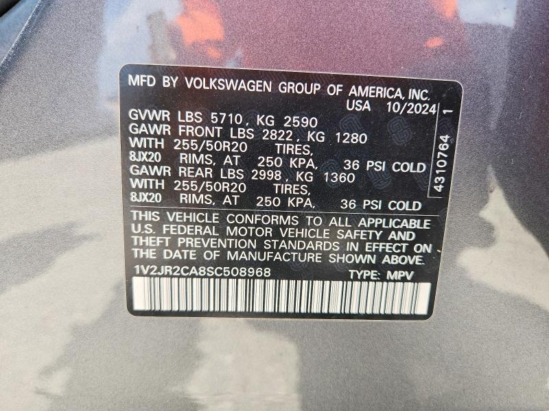 2025 Volkswagen Atlas მანქანა იყიდება აუქციონზე, vin: 1V2JR2CA8SC508968, აუქციონის ნომერი: 61770106
