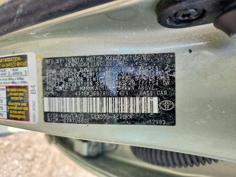 Aukcja sprzedaży 2008 Toyota Avalon, vin: 4T1BK36B78U297474, numer aukcji: 61874086