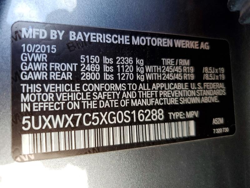 2016 Bmw X3 მანქანა იყიდება აუქციონზე, vin: 5UXWX7C5XG0S16288, აუქციონის ნომერი: 63115016