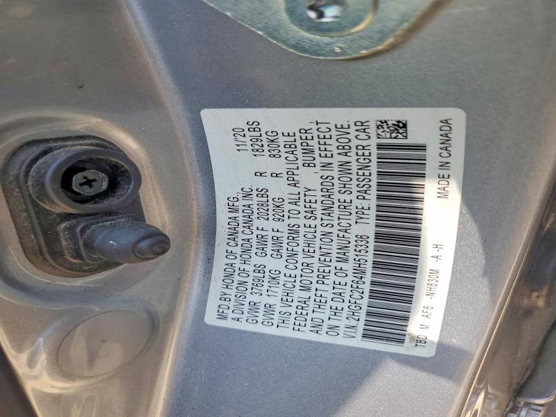 Продаж на аукціоні авто 2021 Honda Civic, vin: 2HGFC2F64MH515336, номер лоту: 59305086