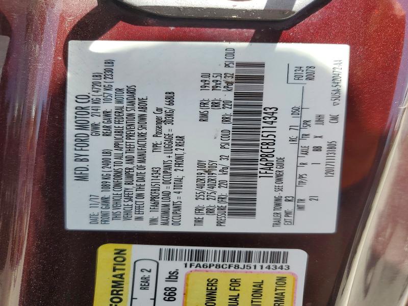 Продажа на аукционе авто 2018 Ford Mustang, vin: 1FA6P8CF8J5114343, номер лота: 60652576