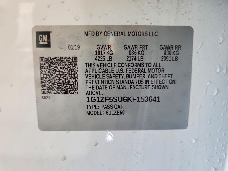 Продажа на аукционе авто 2019 Chevrolet Malibu, vin: 1G1ZF5SU6KF153641, номер лота: 60836536